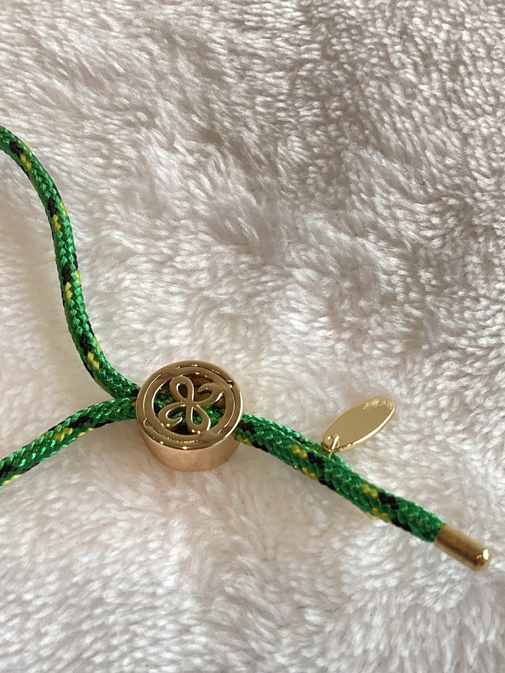 Anthropologie Adjustable Cord Bracelet 14KT Gold Plated New Green - Picture 4 of 6